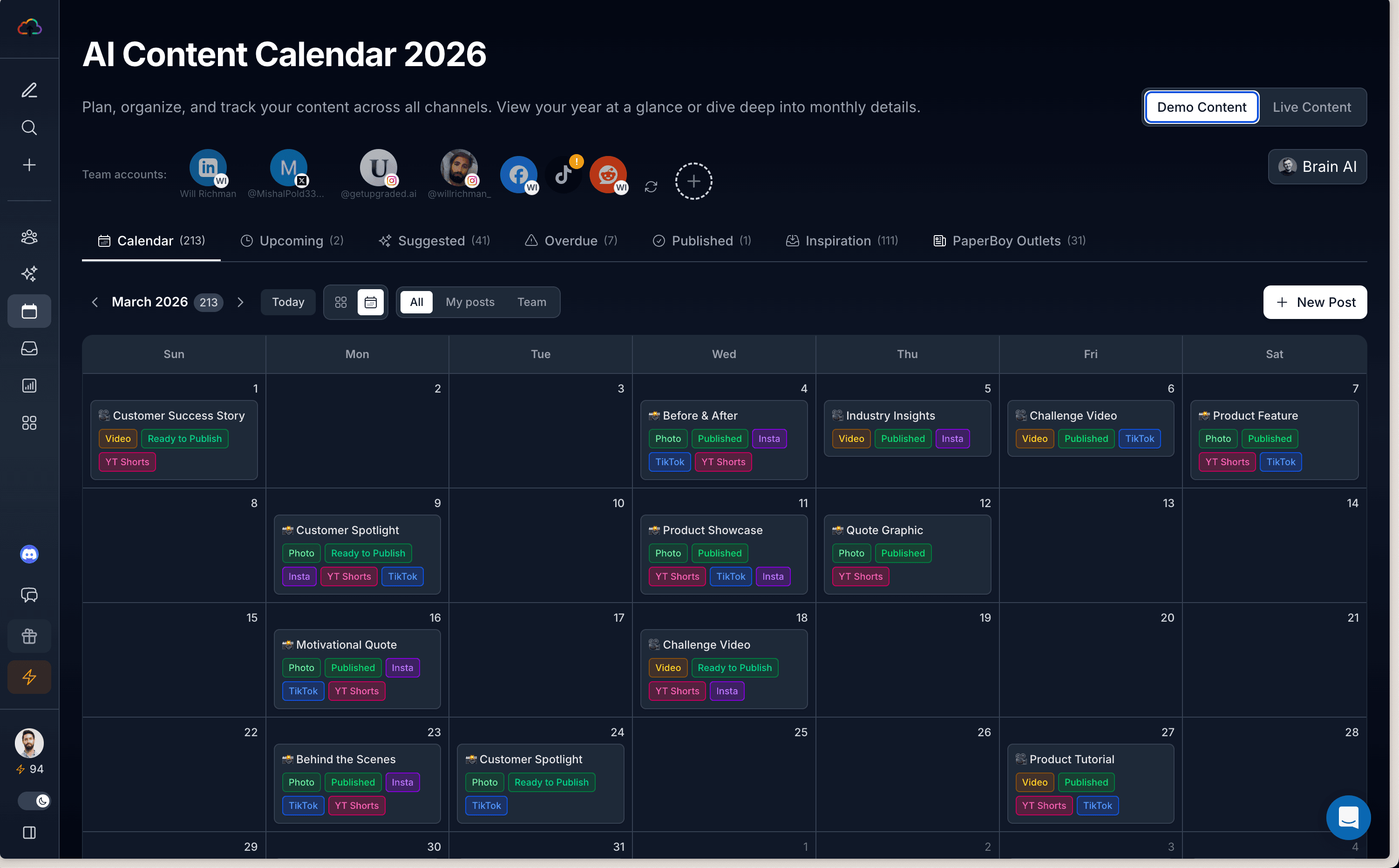 Calendar & Content Scheduling